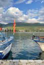 Lake Ohrid is a lake which straddles the mountainous border between the southwestern part of North Macedonia and eastern Albania Royalty Free Stock Photo