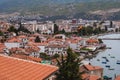 Ohrid, North Macedonia - August, 2021 : Panoramic view of old town of Ohrid with the harbor in background Royalty Free Stock Photo