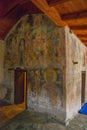 OHRID, NORTH MACEDONIA: Interior of the temple with frescoes. Church St. Nicholas Bolnichki built in the XIV century