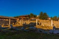 OHRID, NORTH MACEDONIA: Old columns and ruins in Plaoshnik area. Travel and architecture concept. Royalty Free Stock Photo