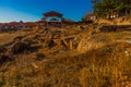 OHRID, NORTH MACEDONIA: Old ruins in Plaoshnik area. Travel and architecture concept. Royalty Free Stock Photo