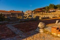 OHRID, NORTH MACEDONIA: Old ruins in Plaoshnik area. Travel and architecture concept. Royalty Free Stock Photo