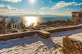 OHRID, NORTH MACEDONIA: Old ruins in Plaoshnik area. Travel and architecture concept. Royalty Free Stock Photo