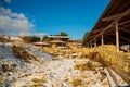 OHRID, NORTH MACEDONIA: Old ruins in Plaoshnik area. Travel and architecture concept. Royalty Free Stock Photo