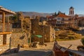 OHRID, NORTH MACEDONIA: View of the fortress walls and the Orthodox church in the historic center of Ohrid.