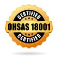 Ohsas 18001 certified vector icon