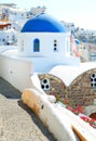 Oia church with blue cupola on Santorini island, Cyclades, Greec Royalty Free Stock Photo