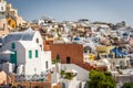 Colorful buildings in Oia town on Santorini Island