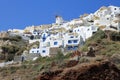 Oia landscape, Santorini, view with windmills Royalty Free Stock Photo