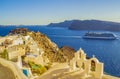 Oia Santorini dramatic Caldera clifftop view picturesque architecture Greece Royalty Free Stock Photo