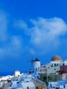 Oia, Santorini, Greece - June 10, 2015 : The beautiful terrace with sea view