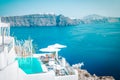 Oia Santorini Greece 15 September 2017, luxury hotels with infinity pool at the Greek Island Santorini