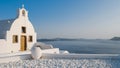 Oia Santorini Greece on a sunny day during summer with whitewashed homes and churches, Greek Island Royalty Free Stock Photo