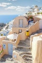 Oia Santorini Greece on a sunny day during summer with whitewashed homes and churches, Greek Island Royalty Free Stock Photo