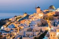 Oia Santorini Greece on a sunny day during summer with whitewashed homes and churches, Greek Island Royalty Free Stock Photo