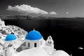 Oia town on Santorini island, Greece. Blue dome church Royalty Free Stock Photo