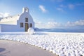 Oia town on Santorini island, Greece. Traditional and famous houses and churches with blue domes over the Caldera, Aegean sea Royalty Free Stock Photo