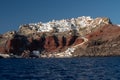 Greece Oia town in Santorini island view from sailing boat