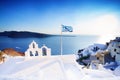 Oia Town and Sea, Santorini Island, Greece Royalty Free Stock Photo