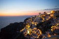 Oia village by night in Santorini island Royalty Free Stock Photo