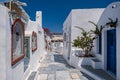 Oia village Santorini with blue domes and whitewashed house during sunset at the Island of Santorini Greece Royalty Free Stock Photo