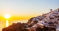 Oia village sunset on Santorini island Royalty Free Stock Photo