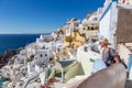 Oia village at sunset, Santorini island, Greece. Royalty Free Stock Photo