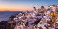 Oia village at sunset, Santorini island, Greece. Royalty Free Stock Photo