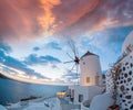 Oia village with windmill on Santorini island in Greece Royalty Free Stock Photo