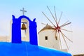 Oia windmill in Santorini island, Greece Royalty Free Stock Photo