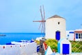 Oia windmill in Santorini island in Greece Royalty Free Stock Photo