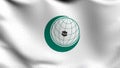 OIC or Organisation of Islamic Cooperation flag blowing in the wind isolated. Official religion abstract design. 3D rendering