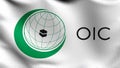 OIC or Organisation of Islamic Cooperation flag blowing in the wind isolated. Official religion abstract design. 3D rendering