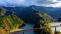 Oigawa Railway Ikawa Line Okuoikojo Station and Rainbow Bridge Scenery of Shizuoka Royalty Free Stock Photo