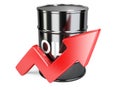 Oil barrel chart graph with red arrow up Royalty Free Stock Photo