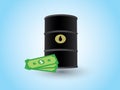 Oil barrel or container price up and down vector illustration for business industry on blue background