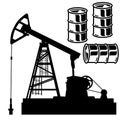 Oil barrel graph with red arrow pointing down. Vector illustrati Royalty Free Stock Photo