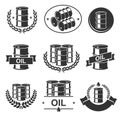 Oil barrel label collection set. Vector Royalty Free Stock Photo