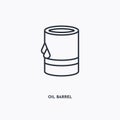 Oil barrel outline icon. Simple linear element illustration. Isolated line oil barrel icon on white background. Thin stroke sign Royalty Free Stock Photo