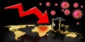Oil barrel price crash - 3D illustration Royalty Free Stock Photo