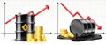 Oil industry crisis or Price Rises Concept. Oil market trend.