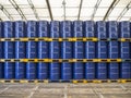 Oil barrels or chemical drums stacked up Royalty Free Stock Photo