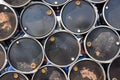 Oil barrels or chemical drums stacked up