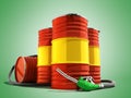 Oil barrels and drum containers 3render on green