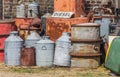 Oil barrels and gas pump