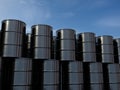 Oil barrels isolated on blue sky.
