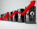 Oil Barrels with Red Arrow Royalty Free Stock Photo