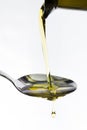 Oil being poured onto a spoon Royalty Free Stock Photo