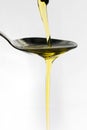 Oil being poured onto a spoon Royalty Free Stock Photo