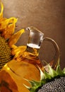 Oil bottle with sunflowers